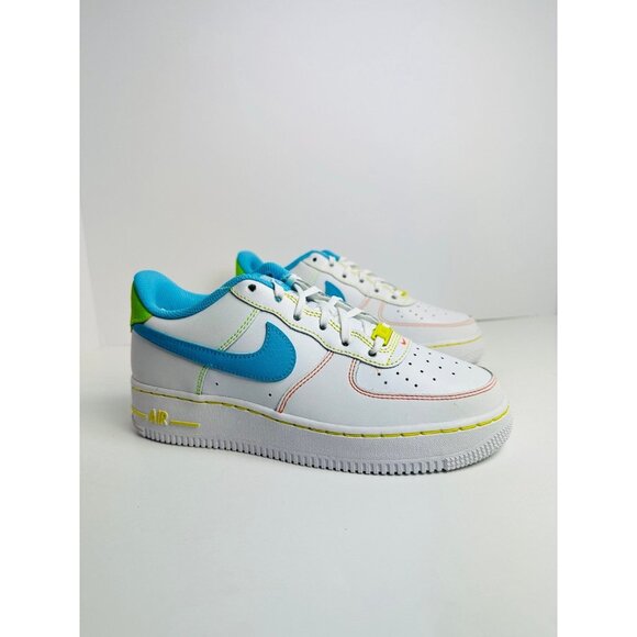 6Y | FITS 7.5 WOMEN'S NIKE AIR FORCE ONE AF1 WHITE BLUE SNEAKERS FJ4614-100 - Picture 3 of 8